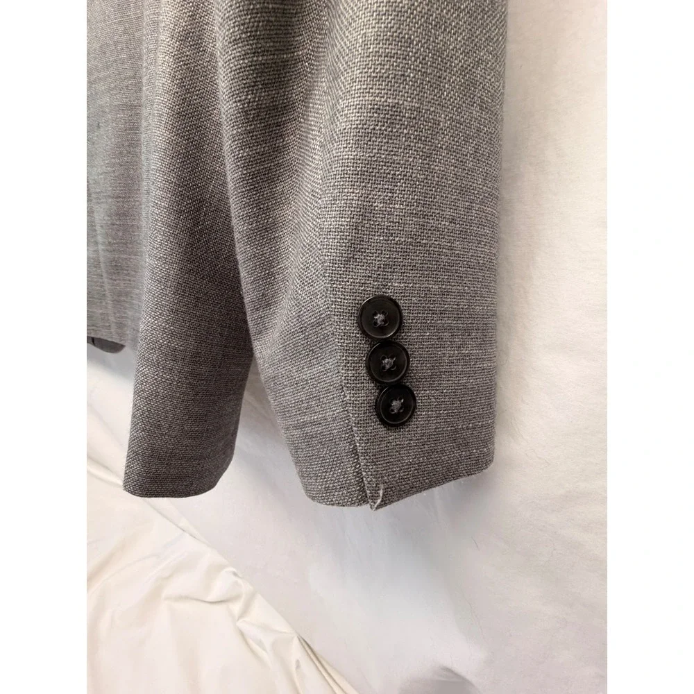 Van Heusen Flex Slim Fit Blazer Mens 44R Gray Textured Two Button Suit Jacket